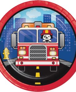 Flaming Firetruck Birthday Party Pack (Basic Bundle, 65 Pieces) Basic Bundle 65 Piece Set 9 91QaYfuvvfL