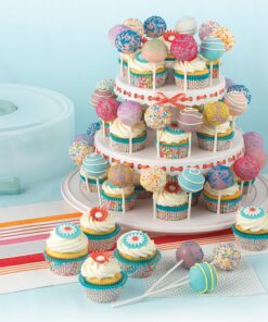 Sweet Creations 3 Tier, Collapsible Cupcake and Cakepop Display Carrier with Handel, White 33 91QcBA vgkL