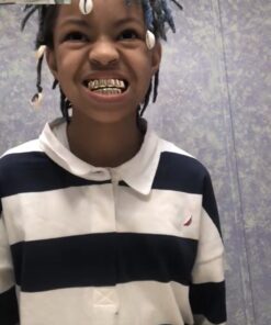 TOPGRILLZ Gold Grills for Your Teeth 18K Gold Plated Hip Hop Custom Fit Polished Teeth Grillz for Men and Women with 4 Silicon Molding Bars Rapper Costume Gold 6 Fangs 33 91QgahcVn5L