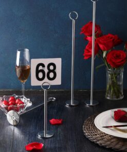 New Star Foodservice 23244 Ring-Clip Table Number Holder/Number Stand/Place Card Holder, 12-Inch, Set of 12 Silver 26 91Qgy7ZgU9L