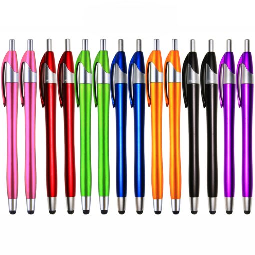 SKOLOO Stylus Pens for Touch Screens,Pack of 14, 2-in-1 Click Ball Pen, Ballpoint Pen and Slim Stylus for Universal Tablet Smartphone, Multi-Colored