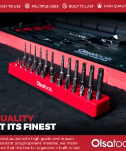 Alternative view of Olsa Tools Hex Bit Organizer with Magnetic Base | Professional Quality Hex Bit Holder for Your Specialty, Drill or Tamper Bits (Red) 1pc Red