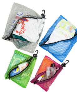 4 ZipClikGo Attachable Mesh Organizer Bags, No Fumbling, Guessing What's Where! These Multi-Purpose Storage Zip Pouches in 4 Sizes & 4 Colors Are Simple to Pack, Easy to Access & Best Bag Companions! 17 91QstJd9mdL