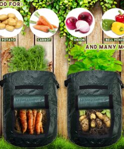 Upstreet Garden Grow Bags – 2 Pack Garden Bags to Grow Vegetables: Carrot, Tomato, Onion, Potato Planting Bags with Flap, Eco-Friendly, Heavy Duty Fabric Planting Pots 2 - Pack 23 91QxHDlAPOL