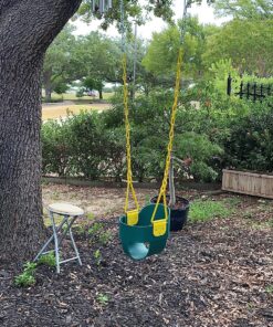 Deluxe High Back Full Bucket Toddler Swing with Exclusive Chain & Triangle Dip Pinch Protection and Carabiners for Easy Install - Green - Squirrel Products 25 91QyUxYoW6L