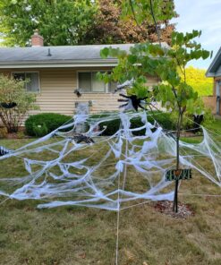 Mega Spider Web Outdoor Halloween Decoration - Terrify Your Neighbors - by FunWorld Standard White 30 91QyolxWZL