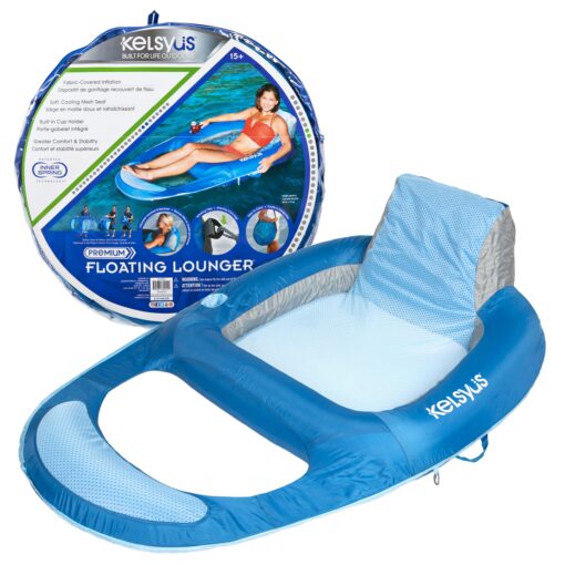 Kelsyus Spring Float Pool Lounger Chair, Light Blue Chaise