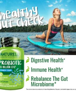 NATURELO Probiotic Supplement - 50 Billion CFU - 11 Strains - One Daily - Helps Support Digestive & Immune Health - Delayed Release - No Refrigeration Needed - 30 Vegan Capsules Probiotic Support 30 Count (Pack of 1) 15 91R TY1zB L
