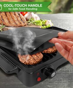 Nutrichef 2-in-1 Panini Press Grill & Griddle | Nonstick Coating, Temperature Control | Multiuse Countertop Sandwich Maker | Removable Drip Tray | 1500W | Compact Electric Griddle | 20.3 x 12.5 x 5.3 27 91R164vwVvL