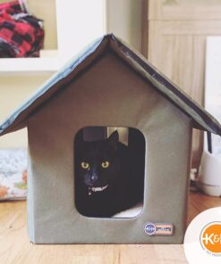 K&H Pet Products Outdoor Heated Kitty House - Heated Cat House Cat Shelter Olive/Olive 19 X 22 X 17 Inches 34 91R2eUw2AKS