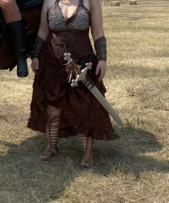 Armory Replicas - Genuine Bovine Leather Hawk Wood Sword Frog - Medieval Inspired Adjustable LARP Sabre Rapier Sword Weapon Frog Holster Holder Accessory Brown Right 22 91RO5avdLXL