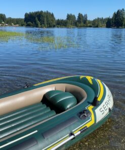 INTEX Seahawk Inflatable Boat Series: Includes Deluxe Aluminum Oars and High-Output Pump – SuperStrong PVC – Fishing Rod Holders – Heavy Duty Grab Handles – Gear Pouch Seahawk 4 Boat Set 43 91RSNLta6fL