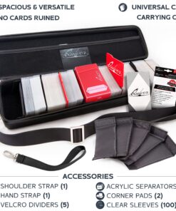 Quiver Time Black Quiver Card Carrying Case - Playing Card Case Holder for Trading Cards, MTG Card Storage Bag Deck Box Card Case (+Wrist & Shoulder Strap, Dividers + 100 Apollo Card Sleeves) 29 91RUU8WIPSL