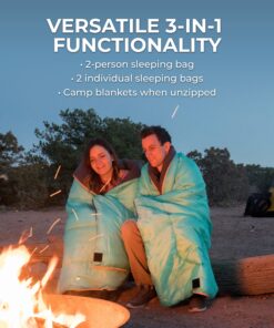 TETON Sports Cascade Double Sleeping Bag; Lightweight, Warm and Comfortable for Family Camping, Teal, 87" x 60" Cascade Double-Wide 30 91RWF3NCttL