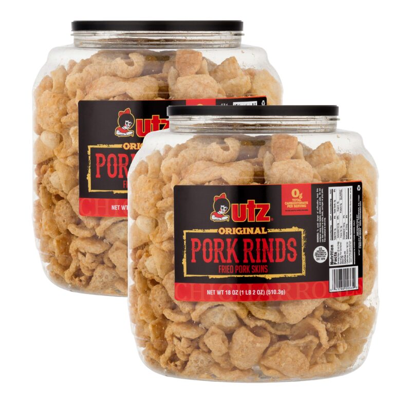 Catalog 6 Utz Pork Rinds, Original Flavor - Keto Friendly Snack with Zero Carbs per Serving, Light and Airy Chicharrones with the Perfect Amount of Salt, 18 Ounce (Pack of 2) 18 Ounce (Pack of 2)