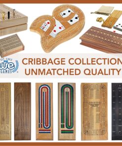 WE Games Wooden Cribbage Board Game Set, Continuous 3 Track for 2-3 Players, Travel Cribbage Board with Card Storage, Includes 9 Metal Pegs & Deck of Cards, Card Games, Classic Board Games for Adults Natural 20 91RaitCfTLL