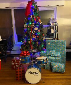 Mendini By Cecilio Kids Drum Set - Junior Kit w/ 4 Drums (Bass, Tom, Snare, Cymbal), Drumsticks, Drum Throne - Beginner Drum Sets & Musical Instruments Sky Blue 13-inch 30 91Rc m9qMGL