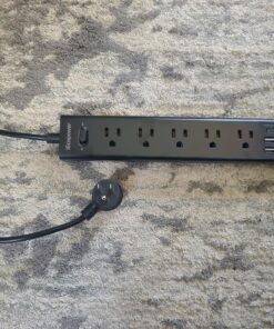 2 Pack Power Strip Surge Protector-5 Widely Spaced Outlets 3 USB Ports(1 USB C Port),1250W/10A with 5Ft Extension Cord, Power Strips with Surge Protection, Wall Mount for Home Office,Black 2PCK 27 91RdF10 I0L