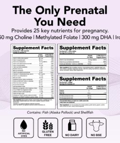 Theralogix TheraNatal Complete Prenatal Vitamin Supplement - 91-Day Supply - with DHA, Vitamin D3, Folate, Iodine, Choline, Iron, Vitamin B6 & More - NSF Certified - 182 Tablets & 91 Softgels 15 91RpLXYTfkL