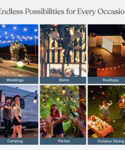 Brightech Ambience Pro Solar Powered Outdoor String Lights, 27 ftCommercial Grade Waterproof Patio Lights, 12 Edison Bulbs, Shatterproof LED Solar Christmas String Lights - 1W LED, Soft White 27 Feet 29 91RsAABCGsL 1