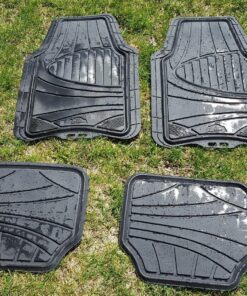 Armor All® 4-Piece Rubber Floor Mats, All-Weather Protection, Universal, Trim to Fit Front, Back, Full Coverage Custom Fit Mats for Cars, Trucks, SUVs - (Black) 4-Piece Black Rubber Floor Mats 48 91Ryy92Q1LL