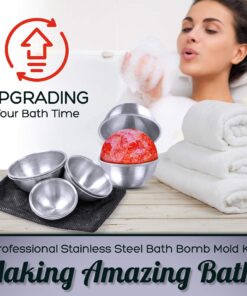 Stainless Steel Bath Bomb Molding Set-3 Metal Round Bath Bomb Molds (6 Half Spheres)- DIY Professional Molds for Fizzy Bombs: Instructional Pamphlet, E-Book & Mesh Storage Bag- Starter Kit 3 SIZES 27 91RzTO8CoOL 2