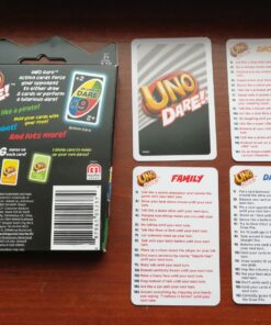 Mattel Games UNO Dare Card Game for Family Night Featuring Challenging and Silly Dares from 3 Different Categories 24 91SHrXLDt L