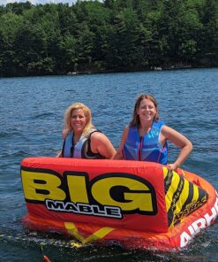 Airhead Big Mable Towable 1-2 Rider Tube for Boating and Water Sports, Heavy Duty Full Nylon Cover with Zipper, EVA Foam Pads, Patented Speed Safety Valve for Inflating & Deflating, Dual Tow Points 25 91SMsFF3Y3L