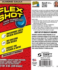 Flex Shot, 8 oz, Almond, Flexible Rubber Silicone Sealant, Waterproof Caulk, UV Resistant, No Caulk Gun Needed, Perfect for Kitchen, Bath, Showers, Sinks, Baseboards 10 91SZkSNgJUL