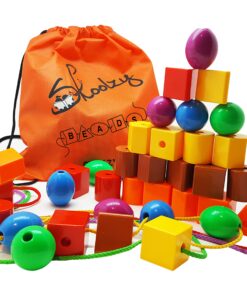 Skoolzy Primary Lacing Beads with String & Pipe Cleaners 46 pc Lacing Beads (41 pc) 34 91SgkMXP9hL
