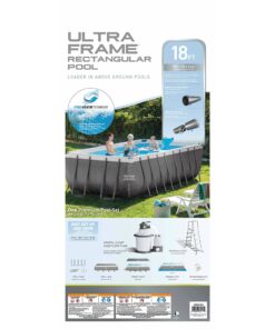 Intex 18ft X 9ft X 52in Ultra Frame Rectangular Pool Set with Sand Filter Pump, Ladder, Ground Cloth & Pool Cover 18 ft x 9 ft x 52 in 35 91SoDCpLL 1