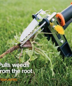Fiskars 3-Claw Stand Up Weeder - Gardening Hand Weeding Tool with 39" Long Ergonomic Handle - Black/Orange 15 91SrpAzaPQL