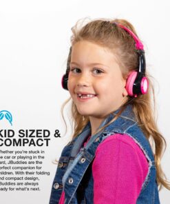 JLAB JBuddies Folding Kids Wired Headphones | Toddler Headphones | Noise Isolation | Kids Safe |Volume Limiting Headphones | Headphones for Children Black/Pink 16 91Sz7FYMovL