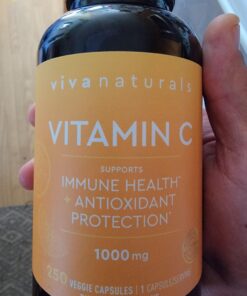 Viva Naturals Vitamin C 1000mg - Non-GMO Vitamin C Supplements with Citrus Bioflavonoids & Rose Hips for Immune Support & Antioxidant Protection, 250 Vegetarian Capsules 26 91T5bHjM3iL