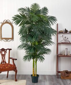Alternative view of Nearly Natural 5326 8ft. Golden Cane Palm Silk Tree,Green