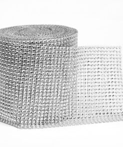 Alternative view of BEARHORN Diamond Rhinestone Mesh Ribbon, Wedding Ribbon, Cake Ribbon, Vase Decorations, Party Supplies 4.75" x 10 Yards, 24 Row, 1 Roll (Silver)