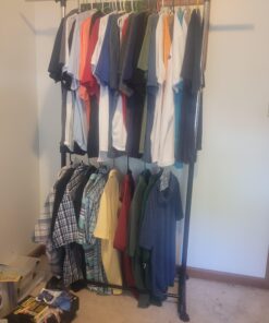 Honey-Can-Do GAR-01767 Dual Rod Expandable Garment Rack with Wheels, ,Black,60in L x 17in W x 73in H 27 91TRDWKVBJL