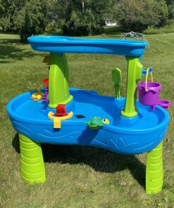 Step2 Rain Showers Splash Pond Toddler Water Table, Outdoor Kids Water Sensory Table, Ages 1.5+ Years Old, 13 Piece Water Toy Accessories, Blue & Green Without Umbrella PlaySet 47 91TSdV9LkxL 2