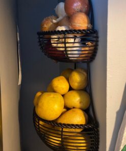 Gourmet Basics by Mikasa Rope 2-Tier Flatback Metal Storage Basket, black 21 91TWpyJfp2L