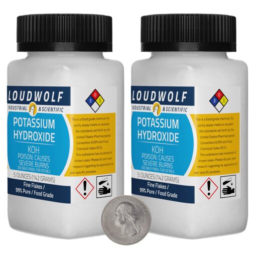 Potassium Hydroxide / 10 Ounces / 2 Bottles / 99% Pure Food Grade/Fine Flakes 1