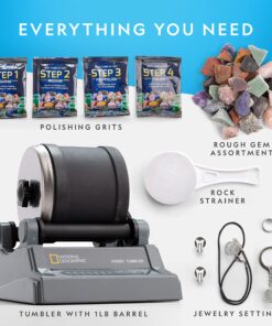 NATIONAL GEOGRAPHIC Rock Tumbler Kit – Hobby Edition Includes Rough Gemstones, and 4 Polishing Grits, Great STEM Science Kit for Geology Enthusiasts, Rock Polisher for Kids and Adults Hobby Kit 28 91TqxqdOwBL