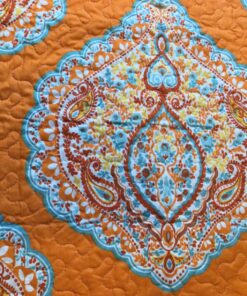 Lush Décor Harley Quilt Damask Pattern Reversible 5 Piece Bedding Set, King, Tangerine 48 91TuStmlbnL