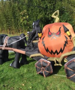 11.5 Foot Long Inflatable Grim Reaper Driving Pumpkin Carriage 32 91TwEoxThOL