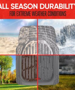 Motor Trend FlexTough Floor Mats for Cars, Gray Deep Dish All-Weather Mats, Waterproof Trim-To Fit Automotive Floor Mats for Trucks SUV, Universal Liner Car Accessories Full Set 35 91TwqGGgDL