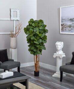 Nearly Natural 6ft Fiddle Leaf Fig Artificial Trees, 72in, Green 72 in 37 91TyIyZdSL