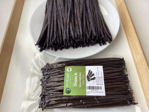 1Lb Vanilla Beans Grade A Tahitian for Cooking, Baking and Extract by FITNCLEAN VANILLA| 16oz Bulk 6"-8" Fresh Gourmet NON-GMO Whole Pods. Tahitian Vanilla 16 Ounce (Pack of 1)