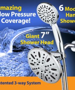 Alternative view of AquaDance 7" Premium High Pressure 3-Way Rainfall Combo Combines The Best of Both Worlds-Enjoy Luxurious Rain Showerhead and 6-Setting Hand Held Shower Separately or Together, Chrome 2.5 Gallon Per Minute