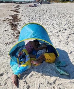 Sunba Youth Baby Beach Tent, Baby Pool Tent, UV Protection Infant Sun Shelters Beach Shade Tent, Pop Up Baby Tent for Beach Blue 28 91U7BQsvCSL