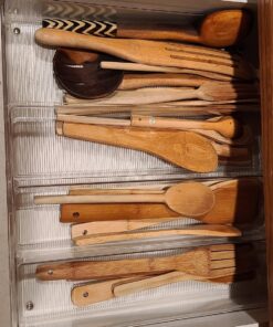 mDesign Plastic Adjustable/Expandable Divided Drawer Storage Organizer with 4 Compartments for Kitchen Pantry, Cupboard, Cabinet, Hold Silverware, Utensils, Cutlery - Ligne Collection - 2 Pack - Clear 4 Compartment Expandable Pack of 2 29 91UE2akIRvL