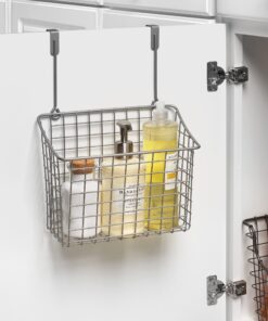 Spectrum Grid Over the Cabinet Wire Storage Basket Large (Satin Nickel Powder Coat) - Organizer for Bathroom, Kitchen, Under Sink, Pantry, Hair Tools, & More 23 91UM44gqYzL 1